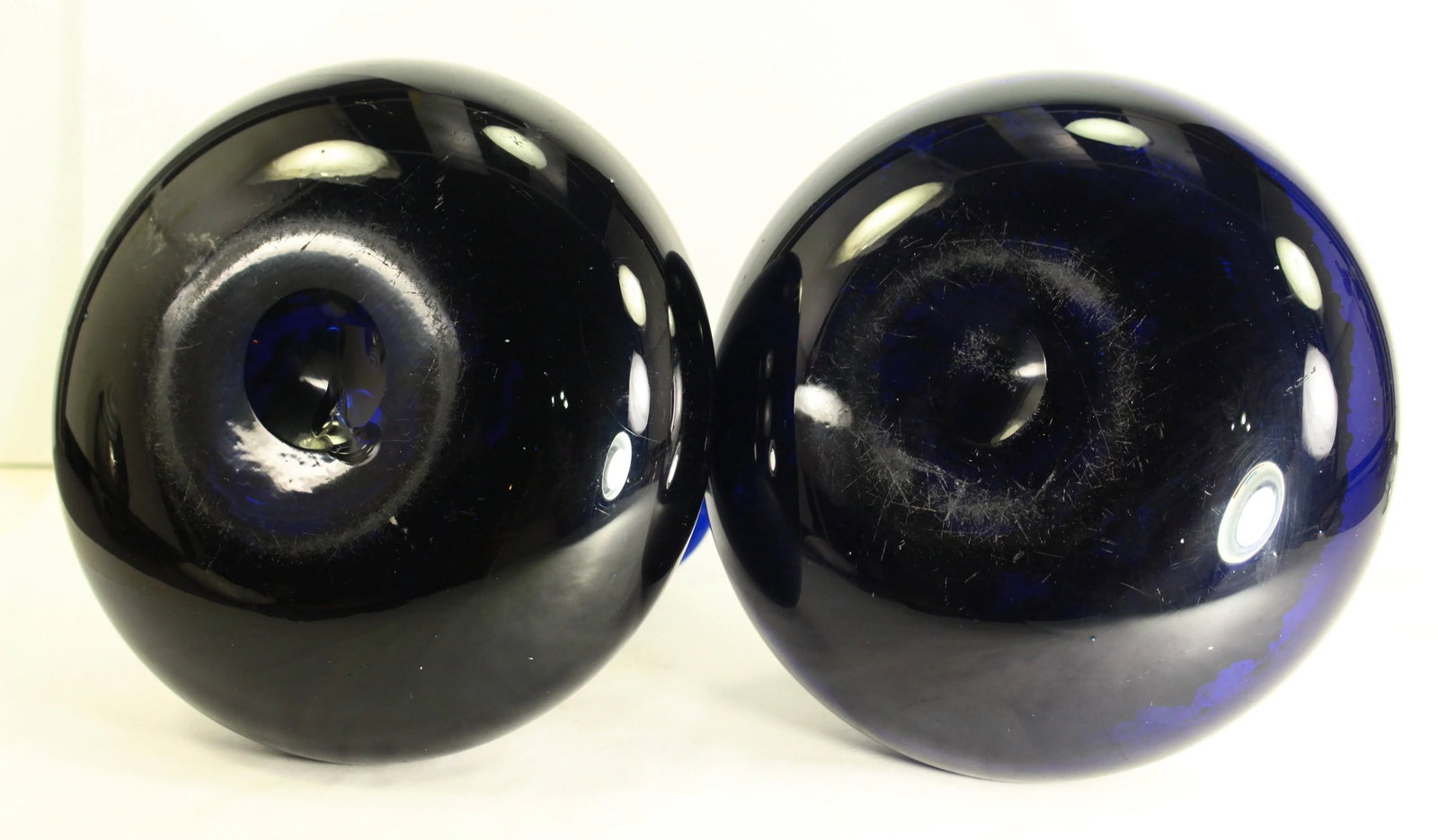 Pair of Early 1800's Bristol Cobalt Blue Hand Blown Glass Mell Decanters, Scottish - 6