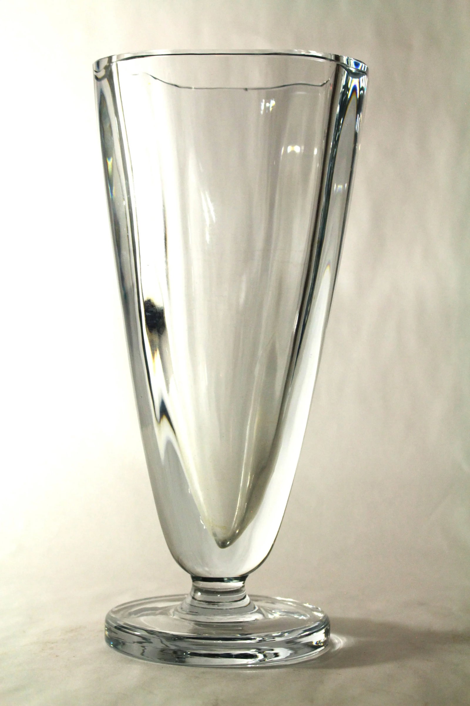 Mid 20th Century Mid Century Stromberg Swedish Art Glass Thick Crystal Vase, Signed B 438 - 13