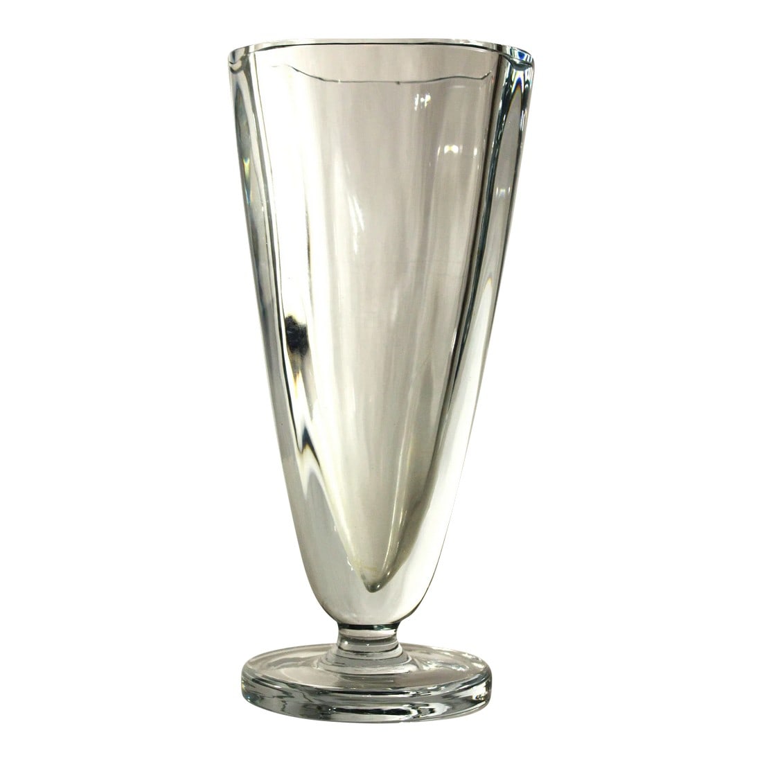 Mid 20th Century Mid Century Stromberg Swedish Art Glass Thick Crystal Vase, Signed B 438: An impressive mid-century modern vase High quality hand blown crystal glass, clear with slight aqua hue A very stylish raised goblet form, thick walls with exceptional clarity Signed and numbered on