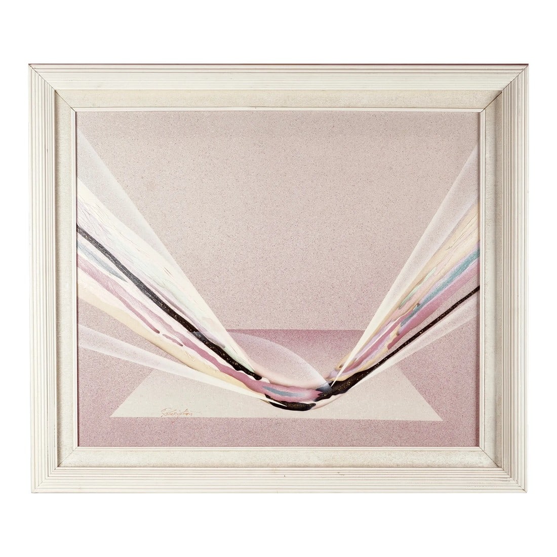 Vintage Postmodern Abstract Oil Painting by Kingston: Abstract Oil Painting by Kingston. A beautiful abstract visual soothing piece of work. Perfect for the bedroom. Condition: Alterations: Original Condition Unaltered Imperfections: Some Imperfections