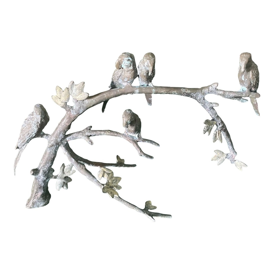 1960s Giacometti Style Bronze Birds on a Branch: amazing bronze/brass sculpture of five birds on tree branch done in the style of Giacometti has great patina the casting is excellent quality Condition: Alterations: Original Condition Unaltered