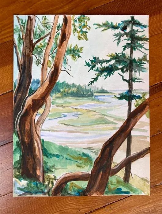 Plein Aire Seascape Original Painting, on the Bluff 1, Acrylic Study - 3
