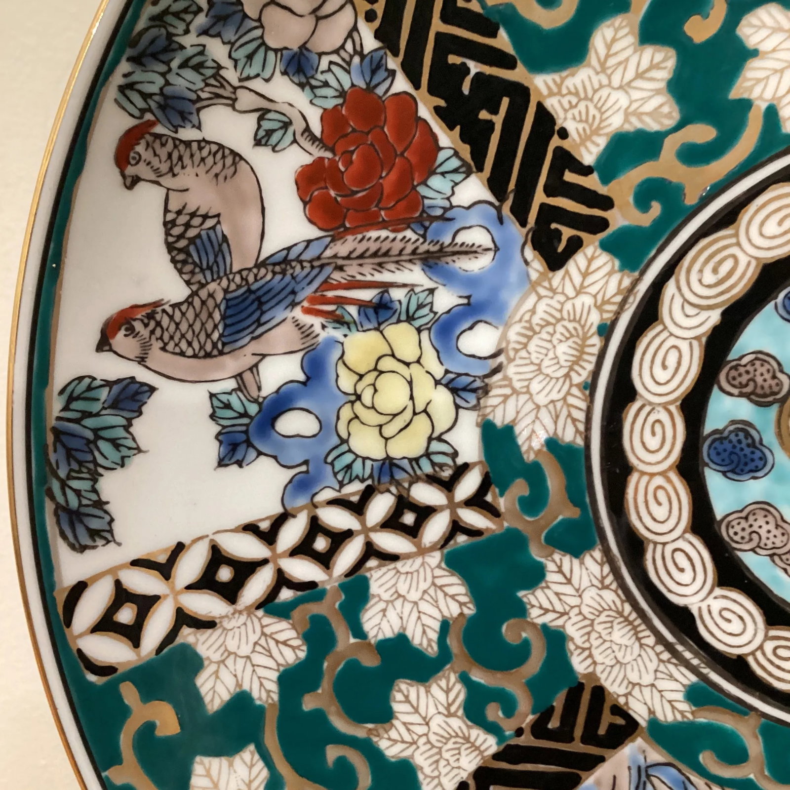 Early 20th Century Antique Handmade & Hand-Painted Japanese Green Imari Charger Plate Charger - 5