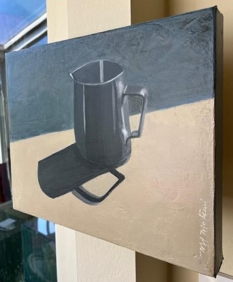 Midnight Gold Contemporary Impressionist Still Life Pitcher in Blue and Gold by Mill Valley Arti - 3