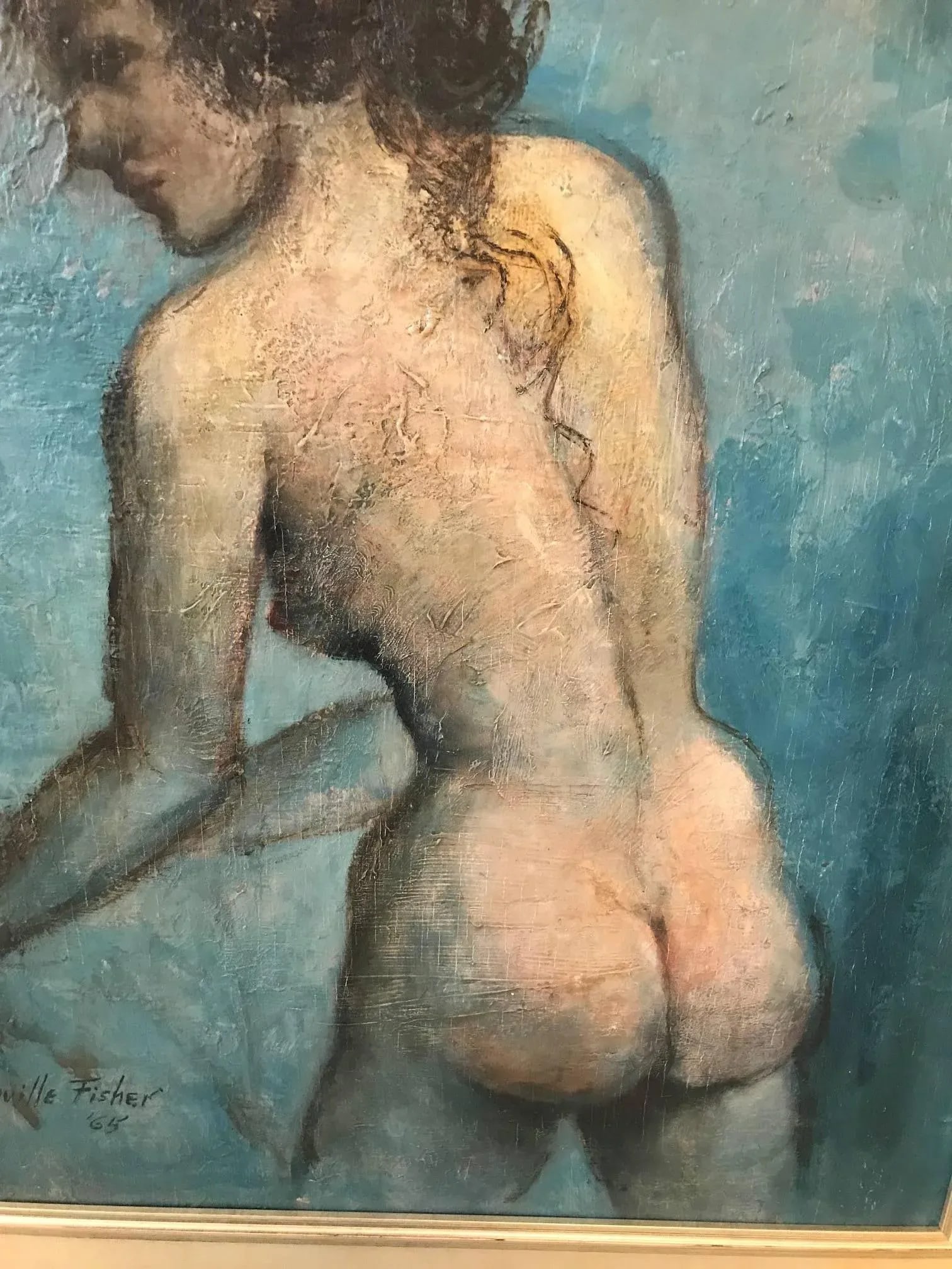 Mid-20th Century Female Nude Oil Painting on Board - 2