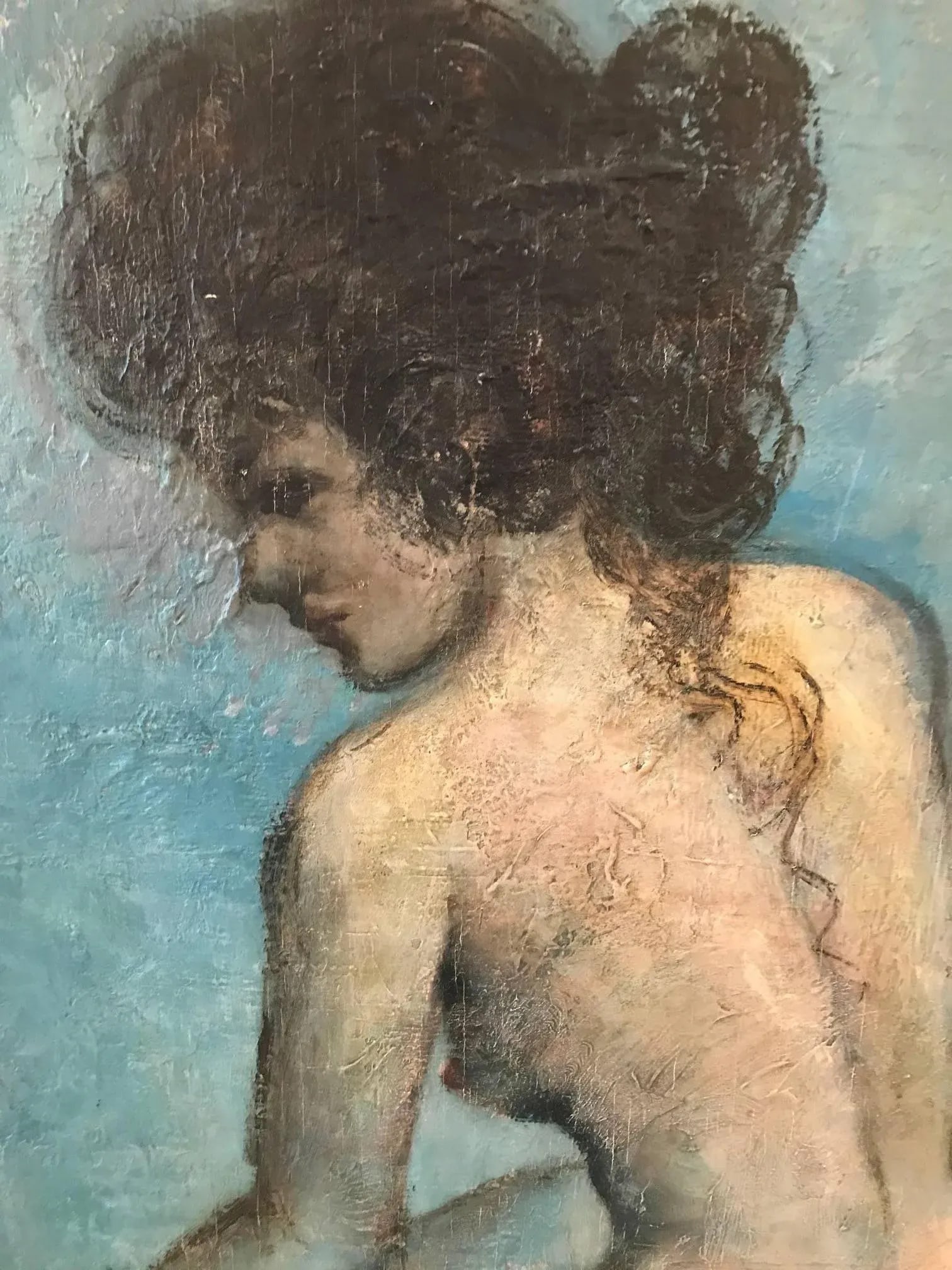 Mid-20th Century Female Nude Oil Painting on Board - 3