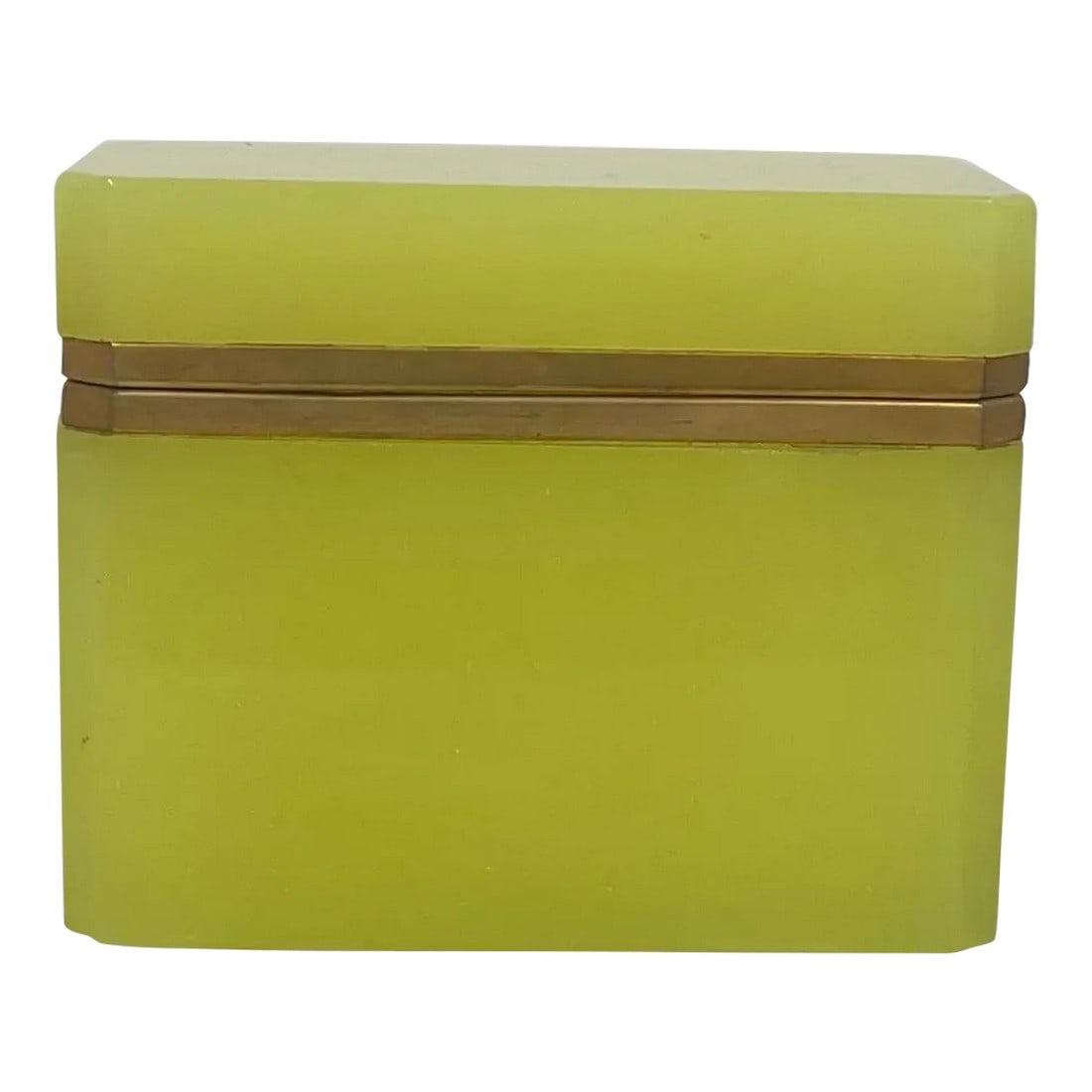 19th Century Antique Rectangular Opaline Glass Casket Box With Bronze Mounts: The piece embodies the elegance of opaline glass, it's ethereal beauty harking back to the 19th century. The box, adorned with bronze embellishments, stands as a statement to the enduring