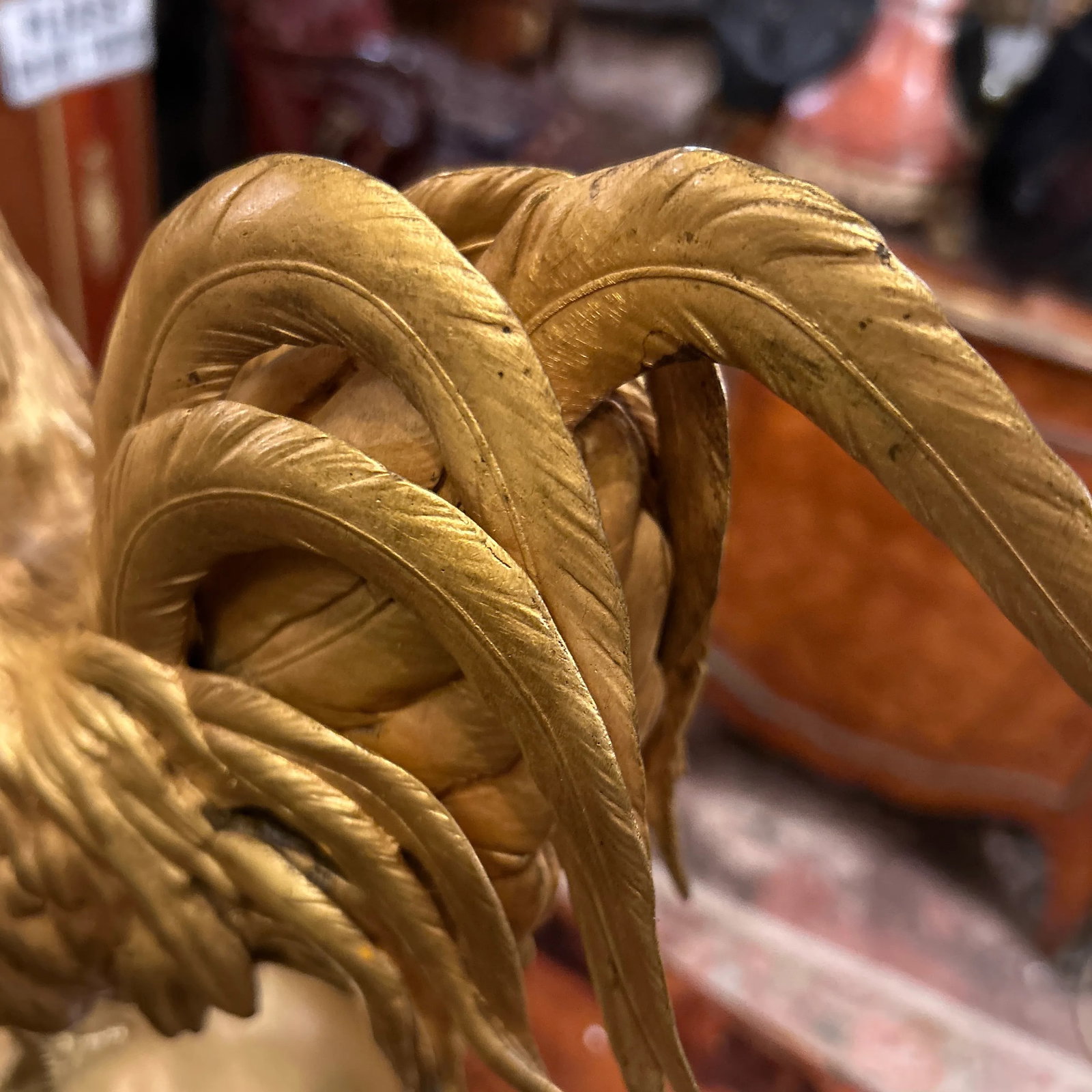 French Gilded Bronze Statue Rooster, Signed A.Cain, Circa 1880 - 10