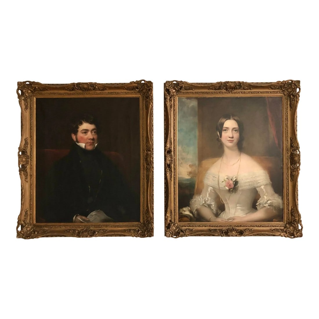 Early 19th Century Pair of Lady & Gentleman Portrait Paintings Attributed to Sir William Beechey 175 (1 of 12)