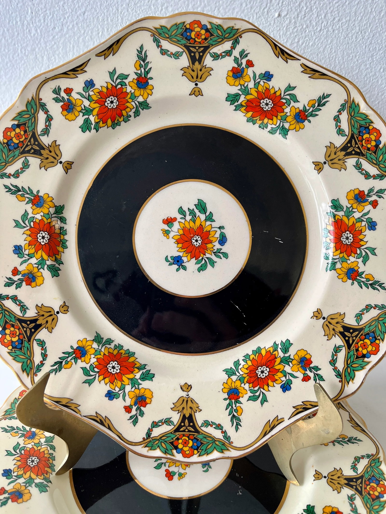 1920s-30s John Maddock & Sons "Minerva" Fruit & Floral Printed Ceramic Luncheon Plates- Set of 4 - 2