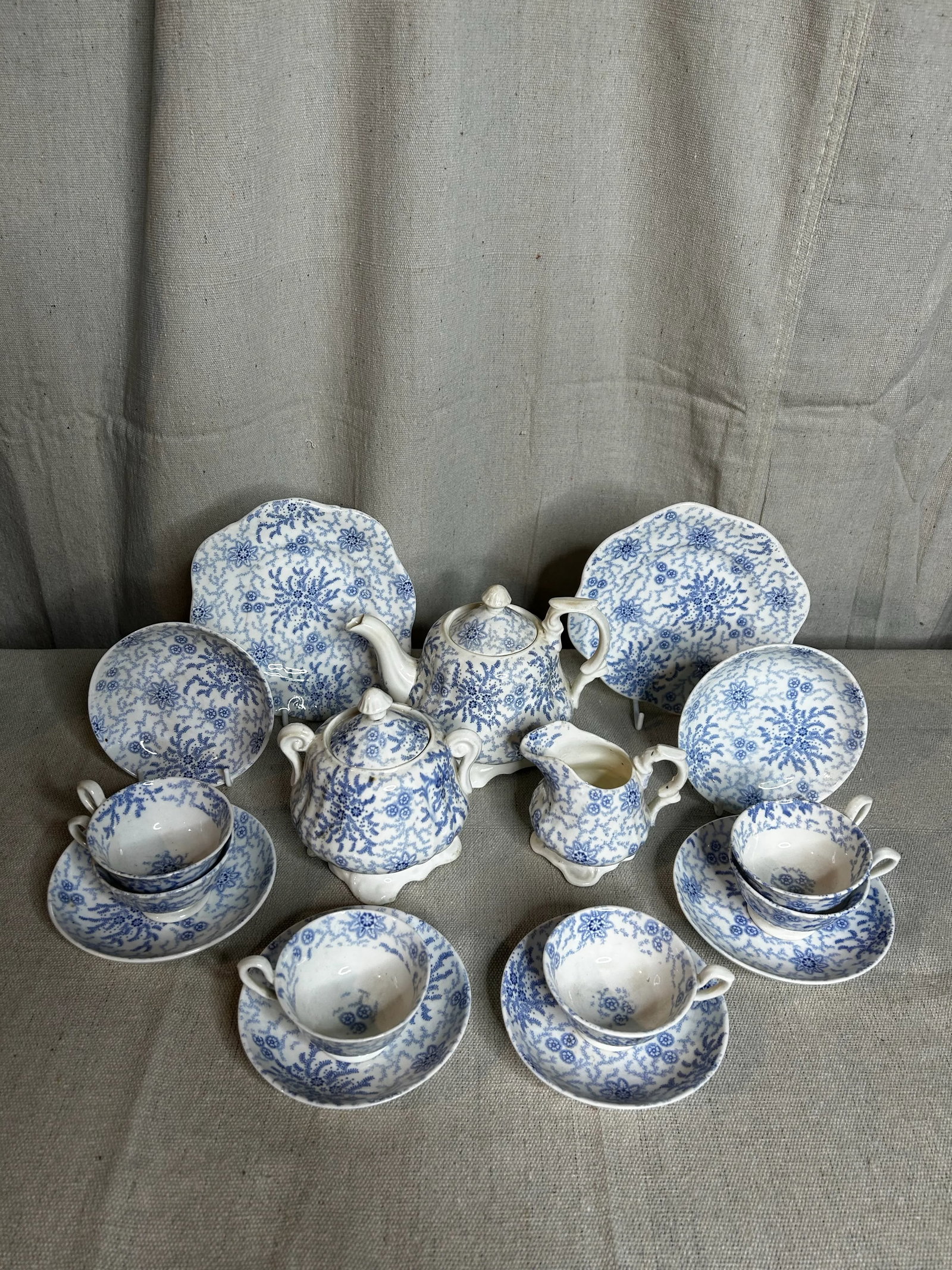 Antique Staffordshire Transferware Miniature Child's Tea Set - 11