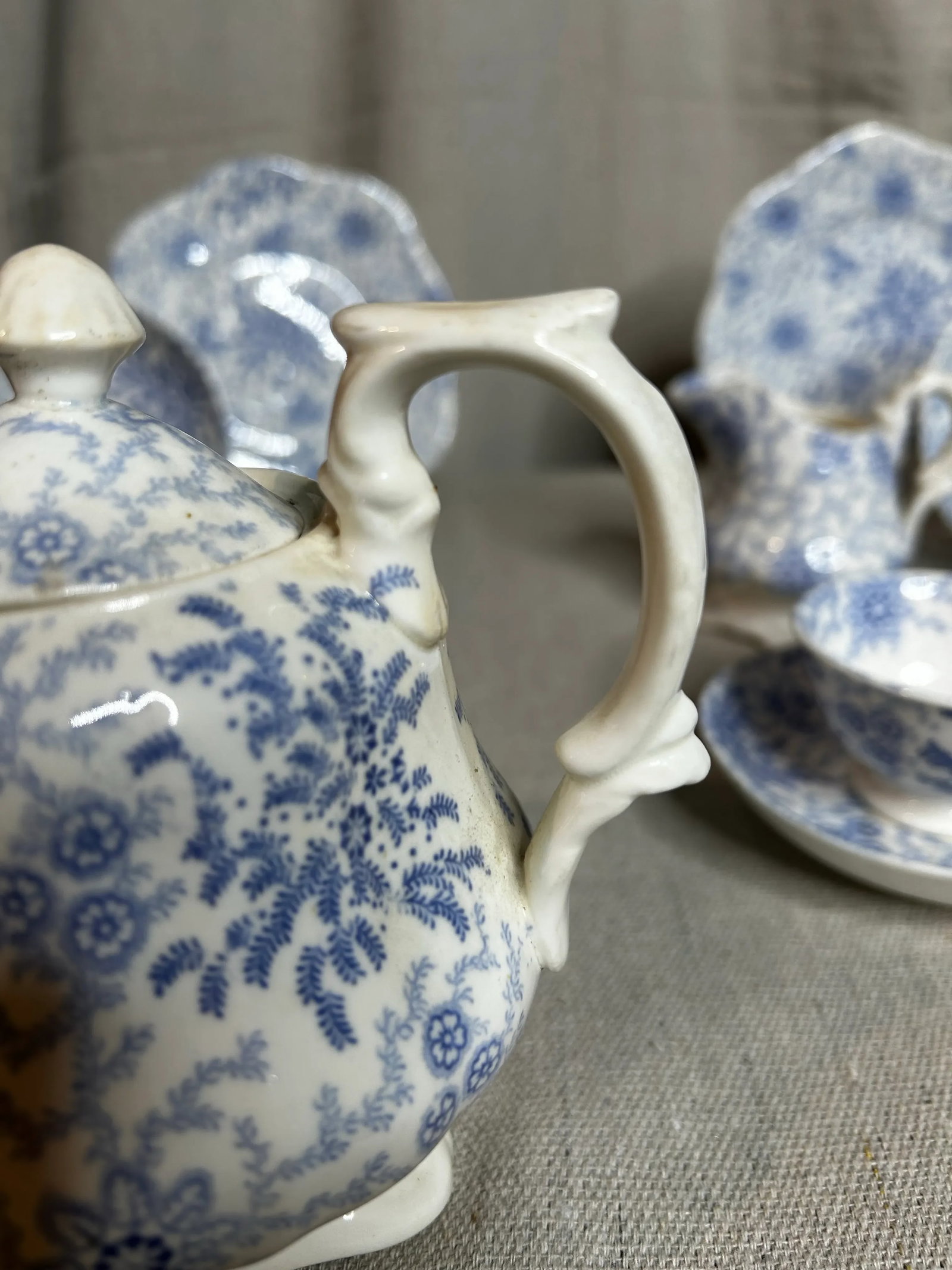 Antique Staffordshire Transferware Miniature Child's Tea Set - 4