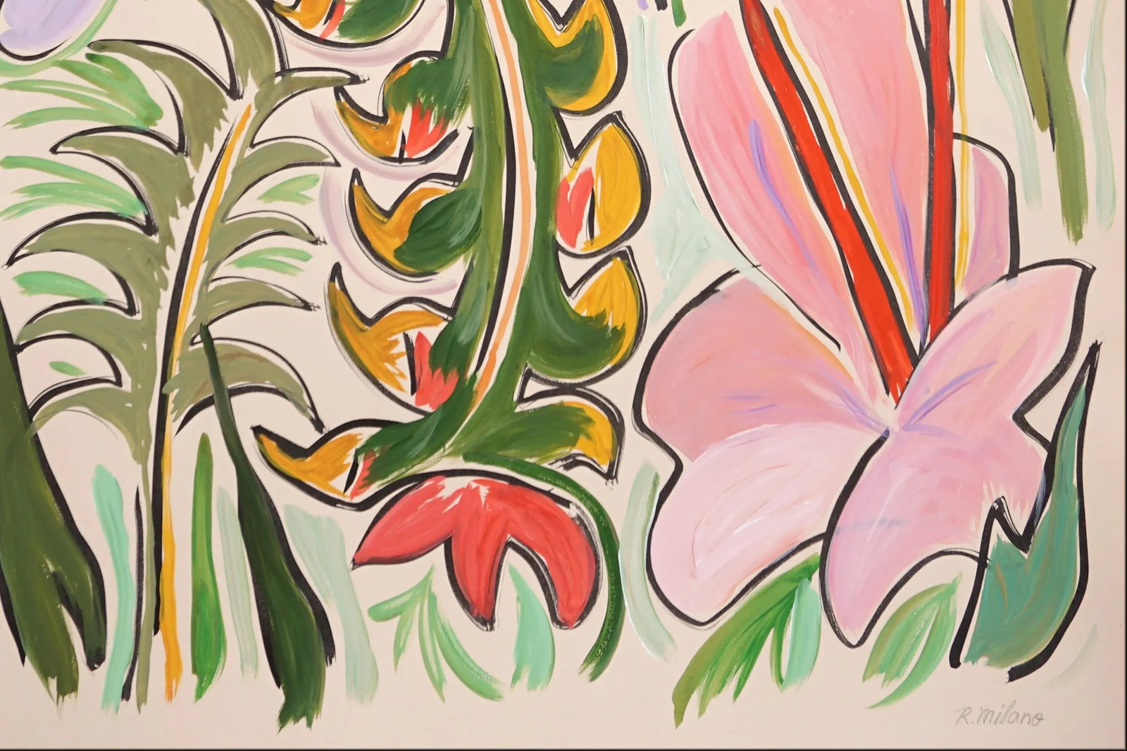 2023, Expressionist Still Life of Hibiscus Flower, Mixed Media on Watercolor Paper by Romina Milano - 7