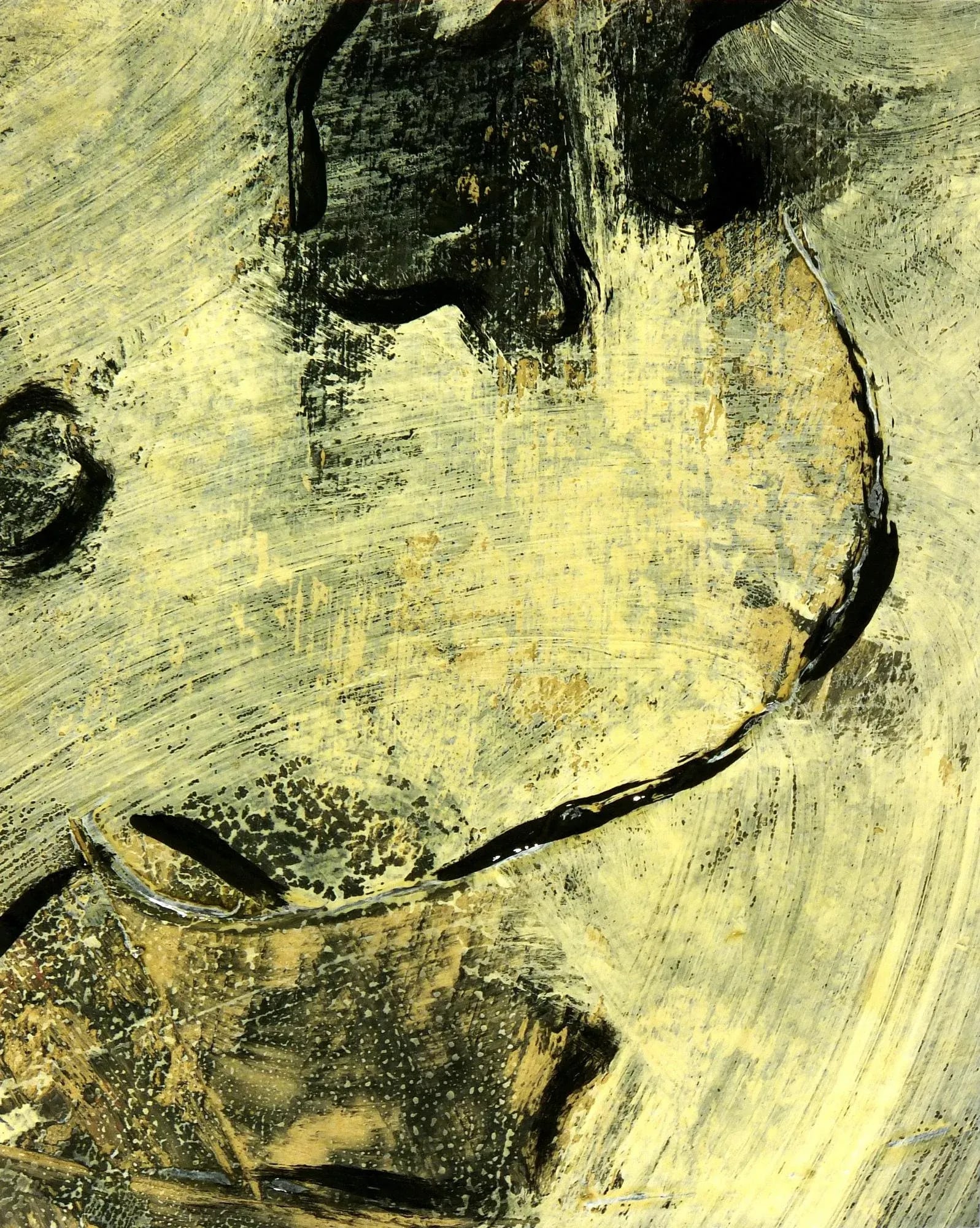 Sandy Yellow, Tan and Light Green Hues Acrylic Abstract Painting - 2