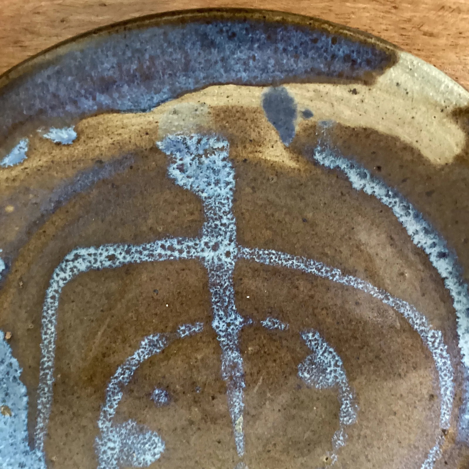 Late 20th Century Vintage Glazed Studio Pottery Plate Signed Dated - 4