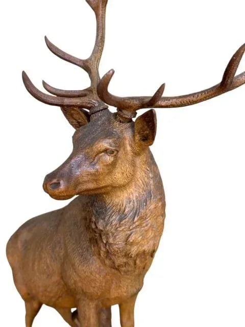 19th Century Swiss Black Forest Style Wood Carved Stag Deer Brienz - 10