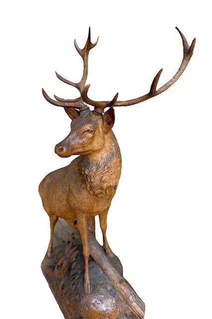 19th Century Swiss Black Forest Style Wood Carved Stag Deer Brienz - 8