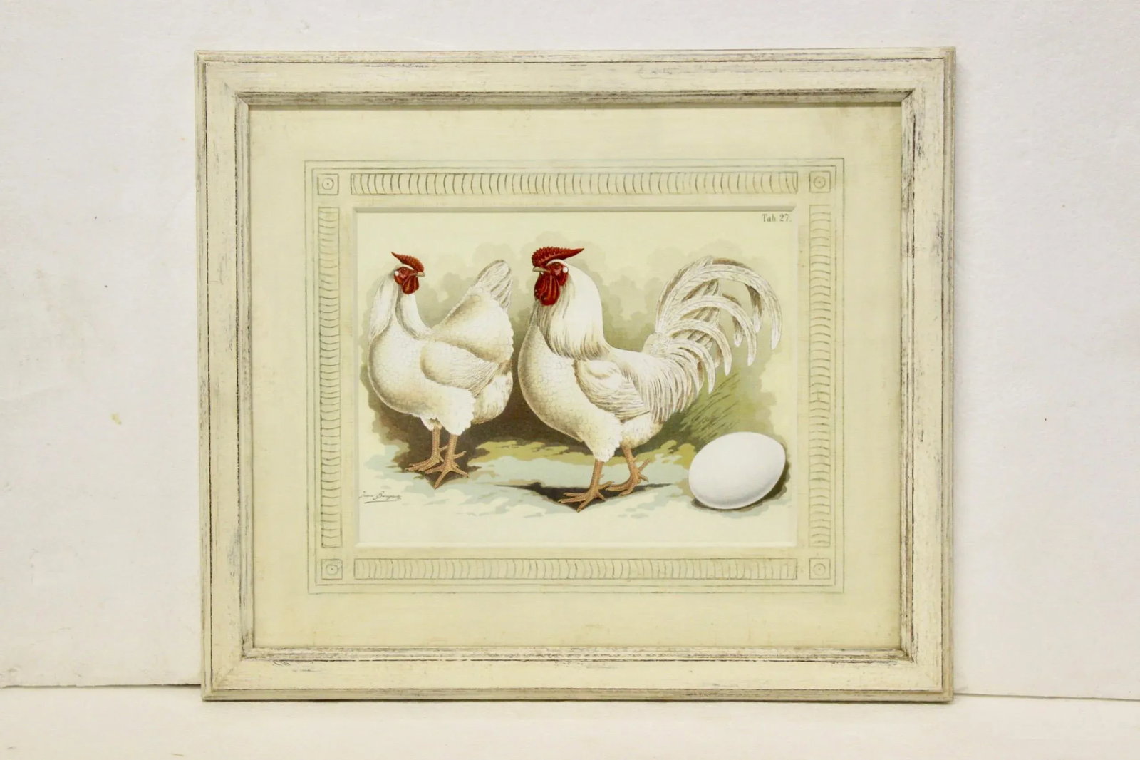 Antique German Framed Chicken Print - 6