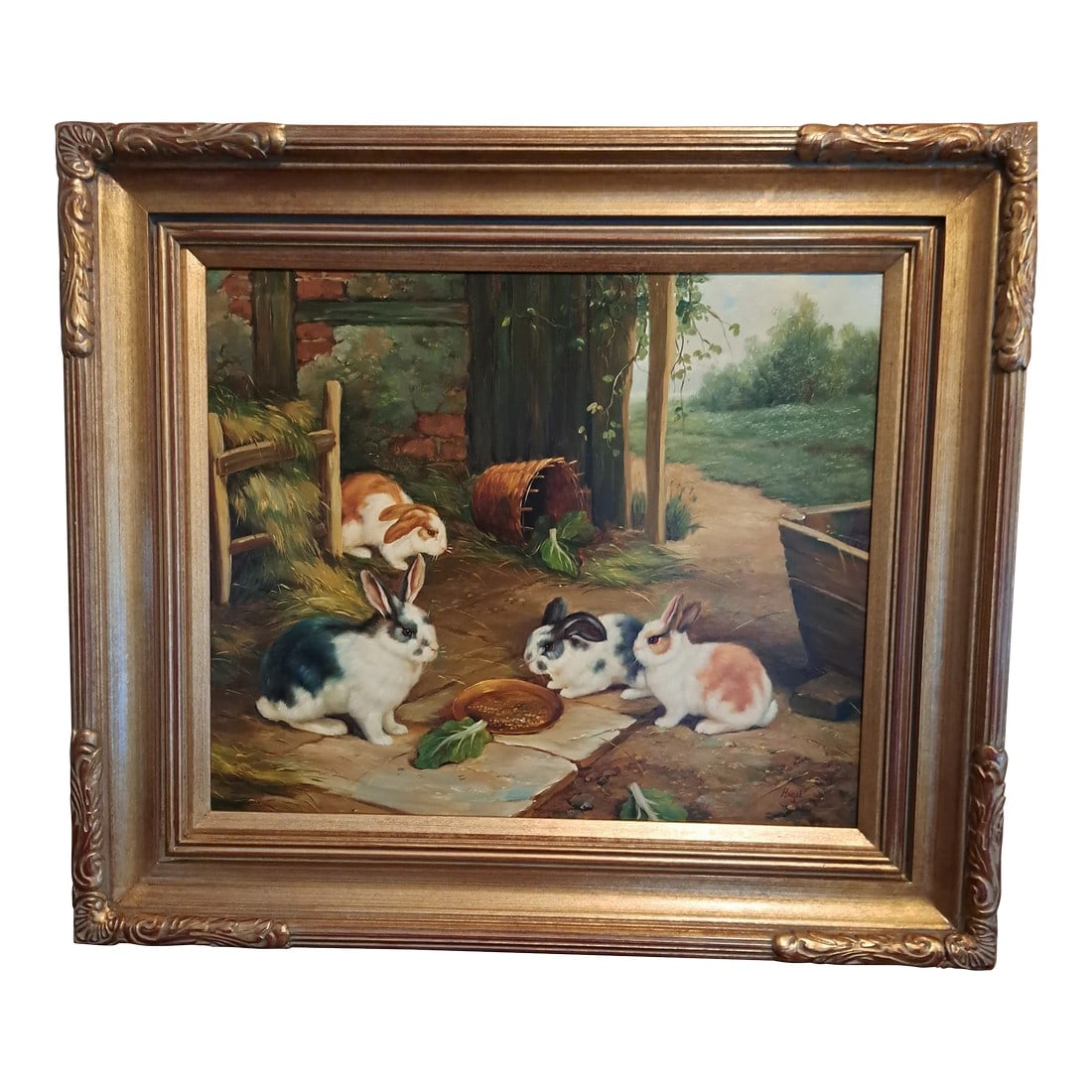 Rabbits at Rest Oil on Canvas by Hegel (1 of 11)