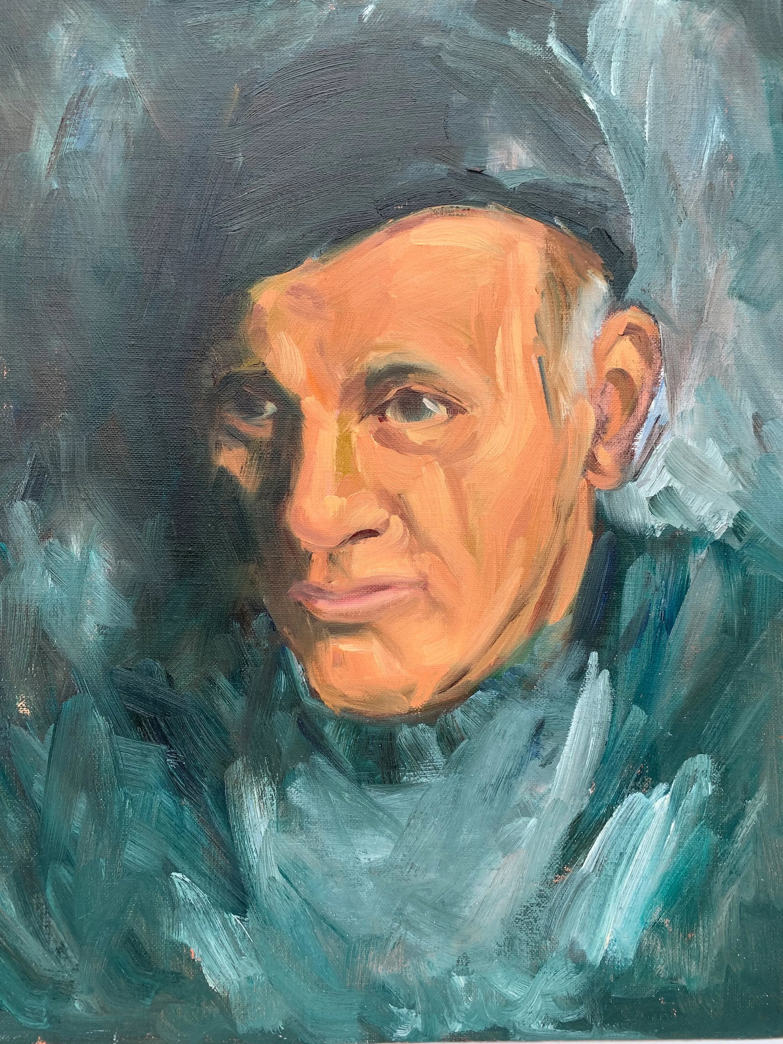 Mid 20th Century "Portrait of a Man" Acrylic Painting - 4