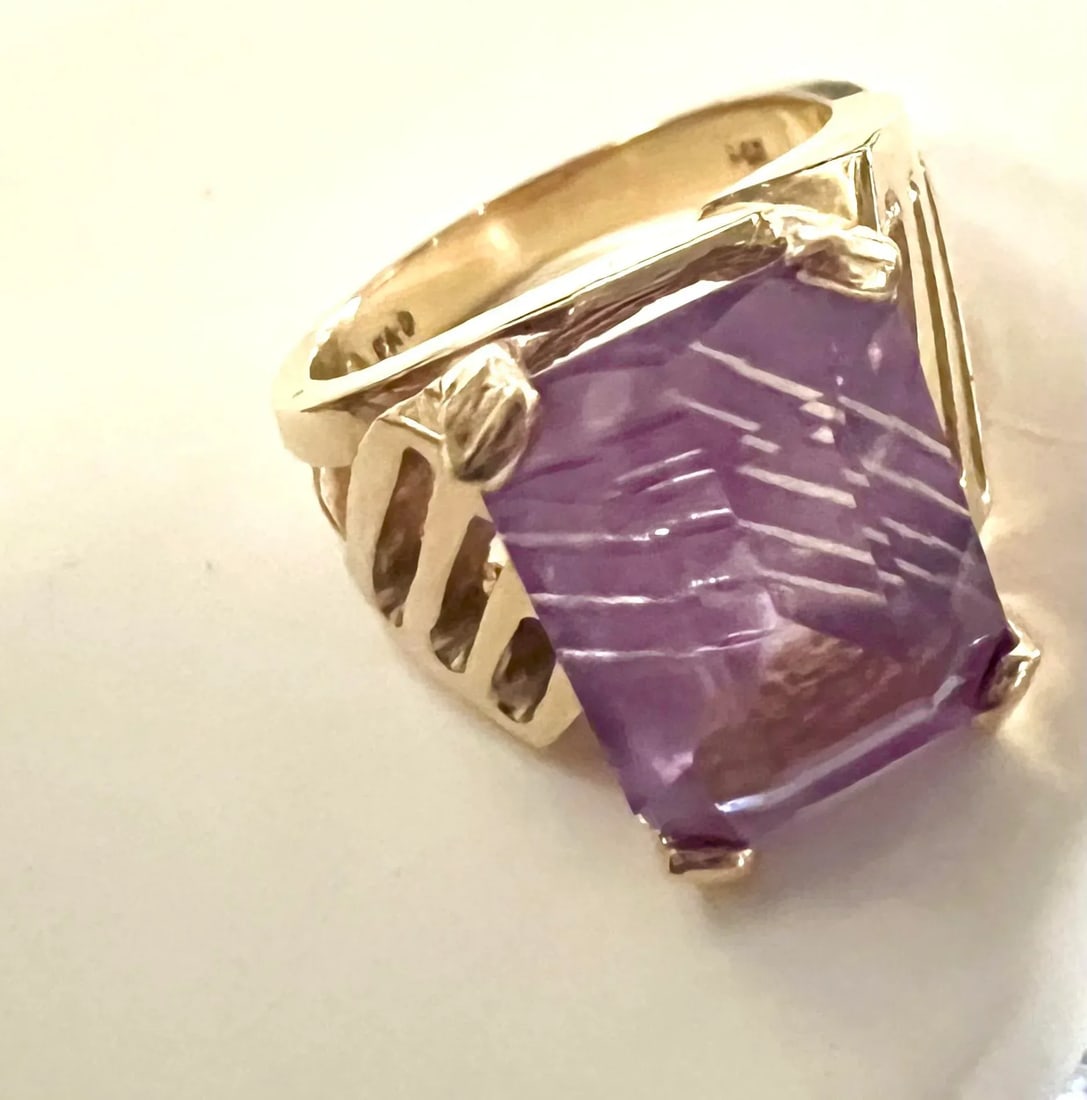 1970s 14k Amethyst "Lines" Ring - 3
