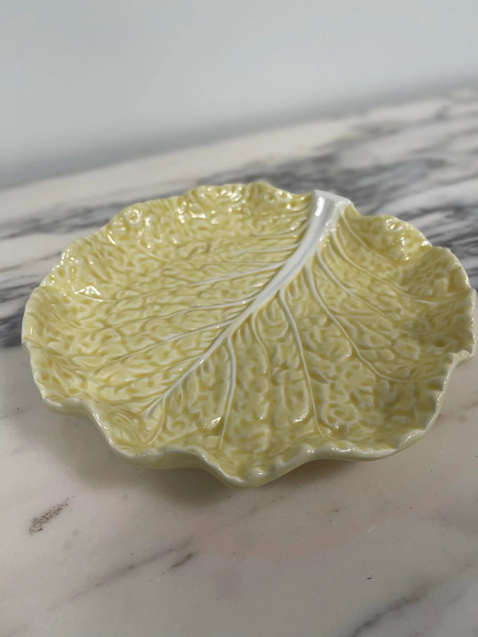 Vintage Bordallo Pinheiro Yellow Cabbage Salad Plate - 8