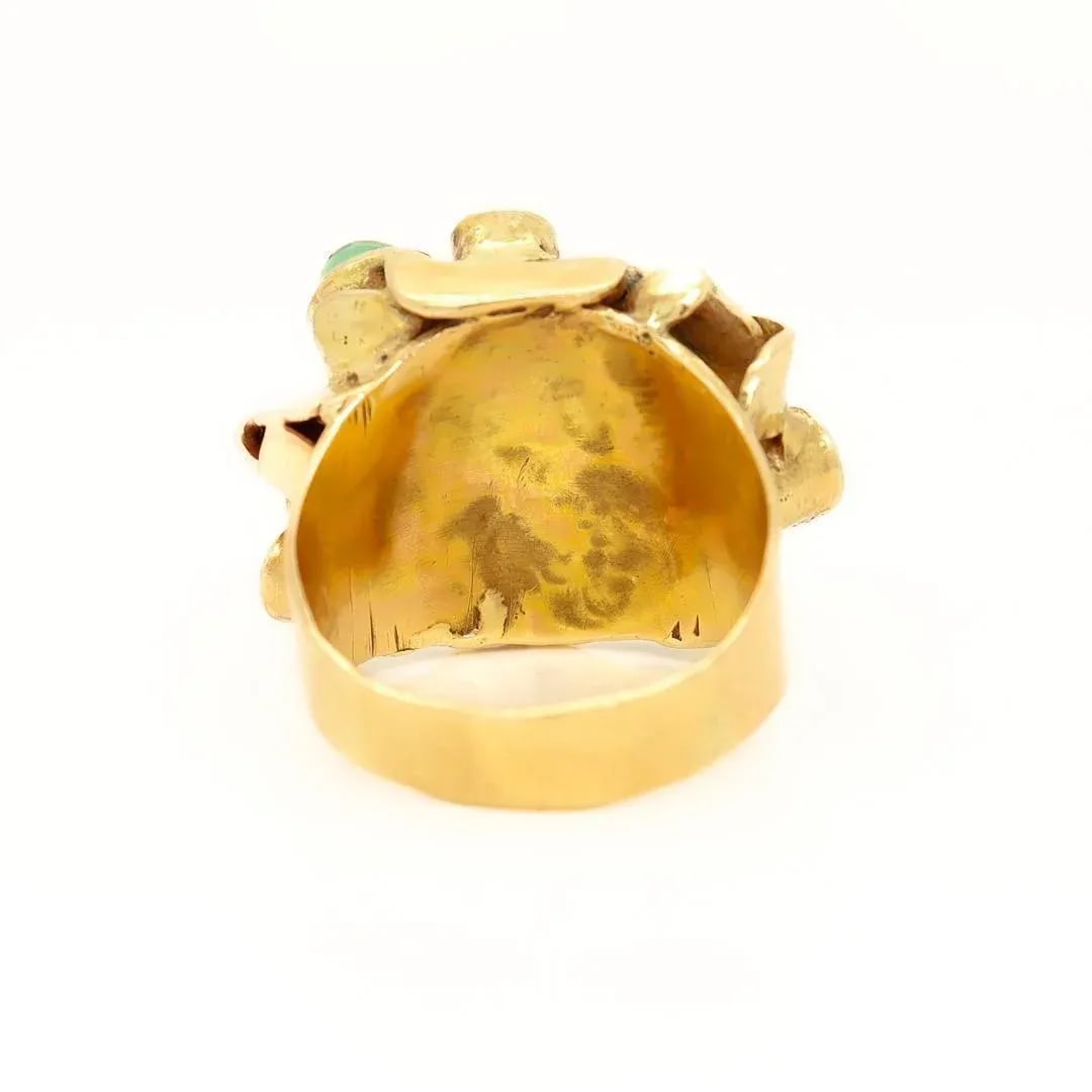 Vintage 1960's Modernist 14k Gold & Multi-Gemstone Cocktail Ring by Resia Schor Size 8.75 - 12