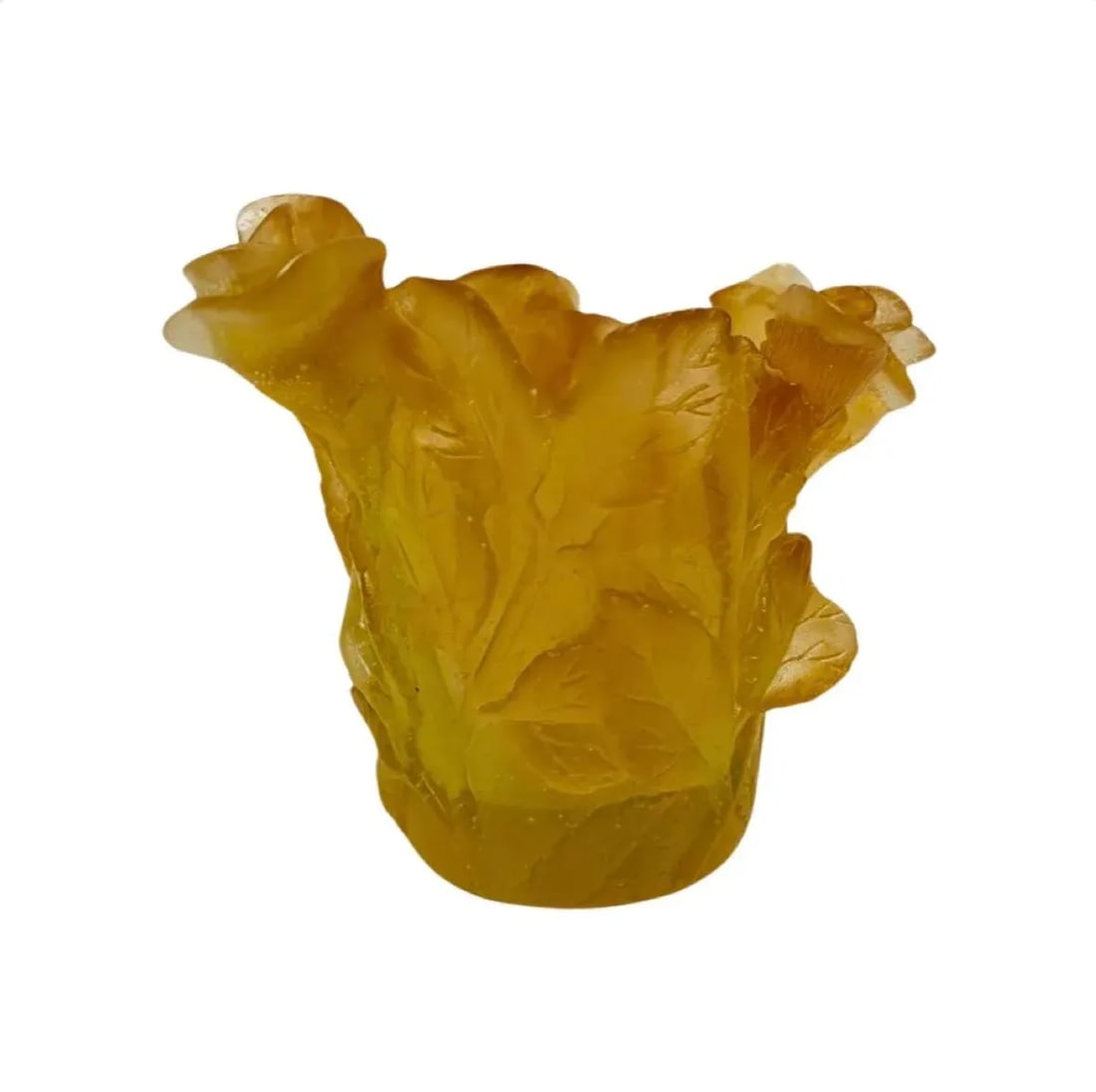 1990s Daum Pate De Verre Candle Holder Roses France, Signed - 6
