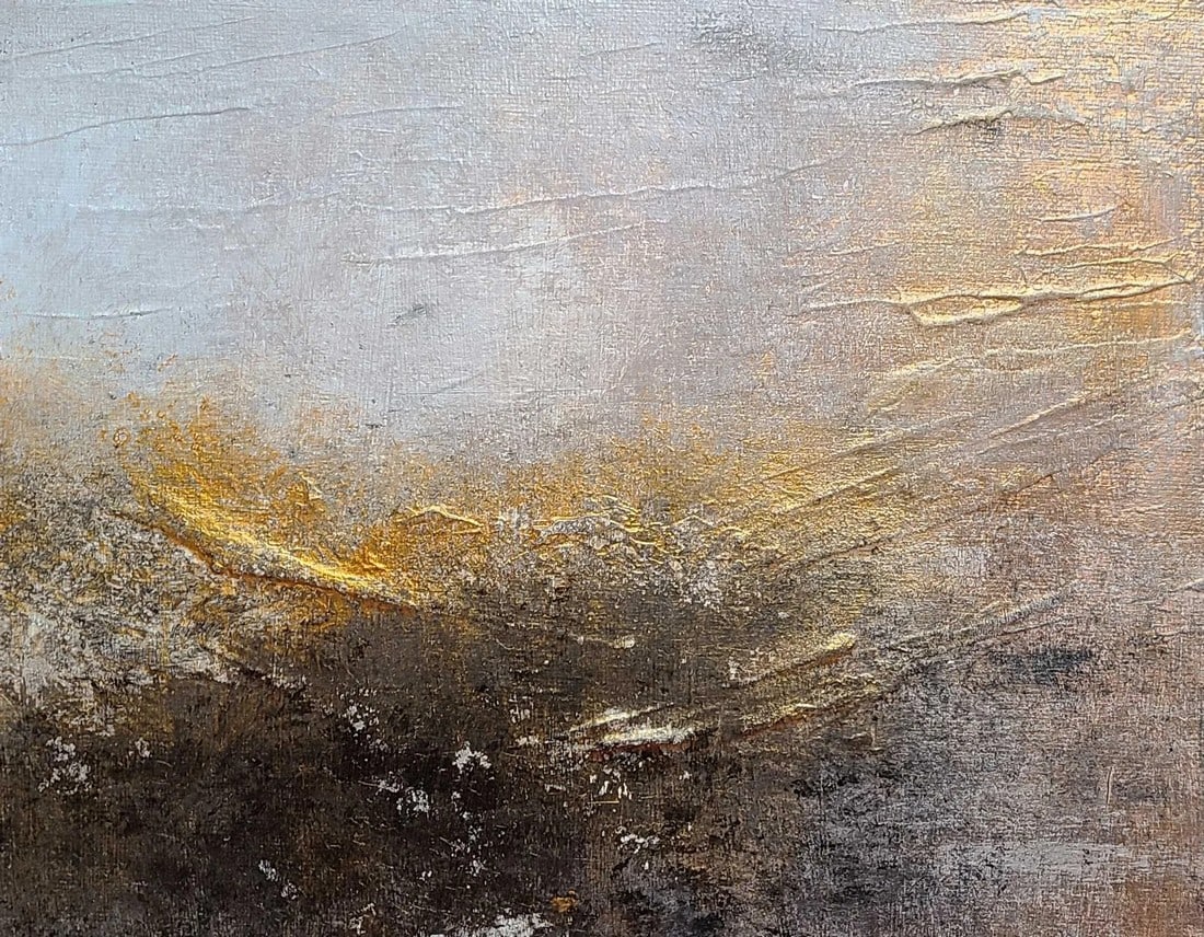 Original Abstract Multi-Media Art Painting Black Grey Bronze (1 of 6)