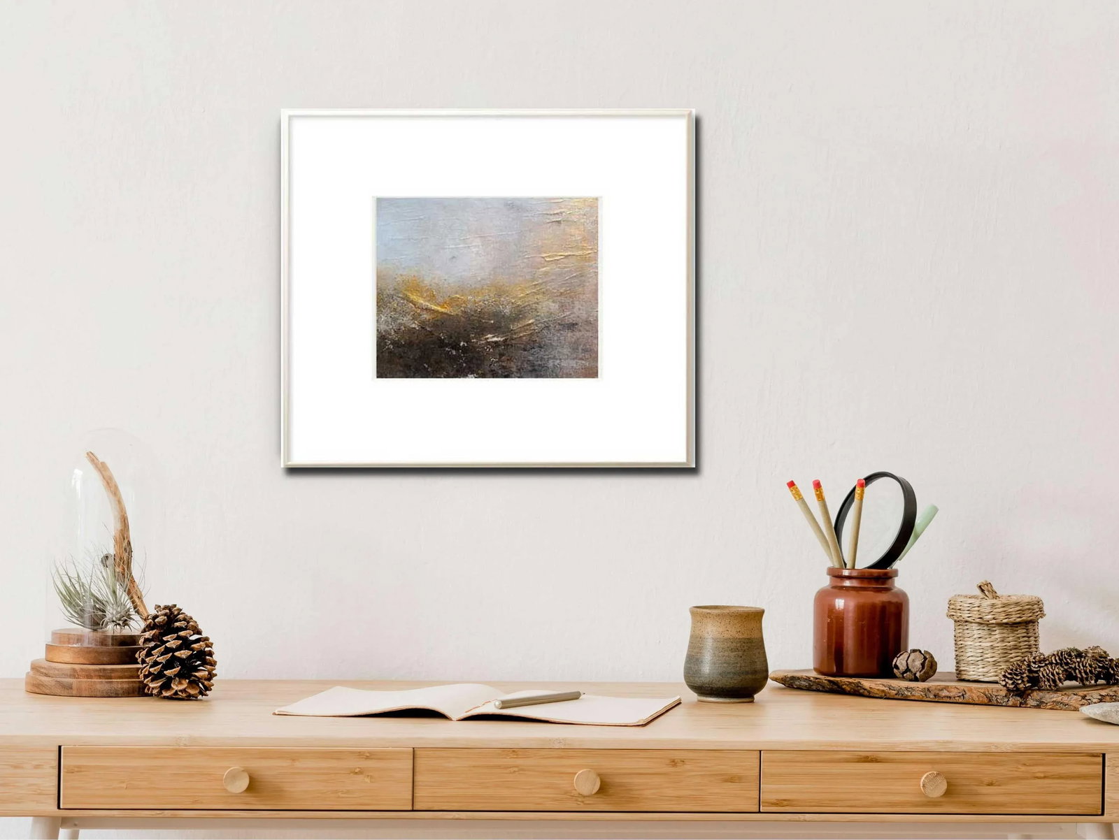 Original Abstract Multi-Media Art Painting Black Grey Bronze - 3