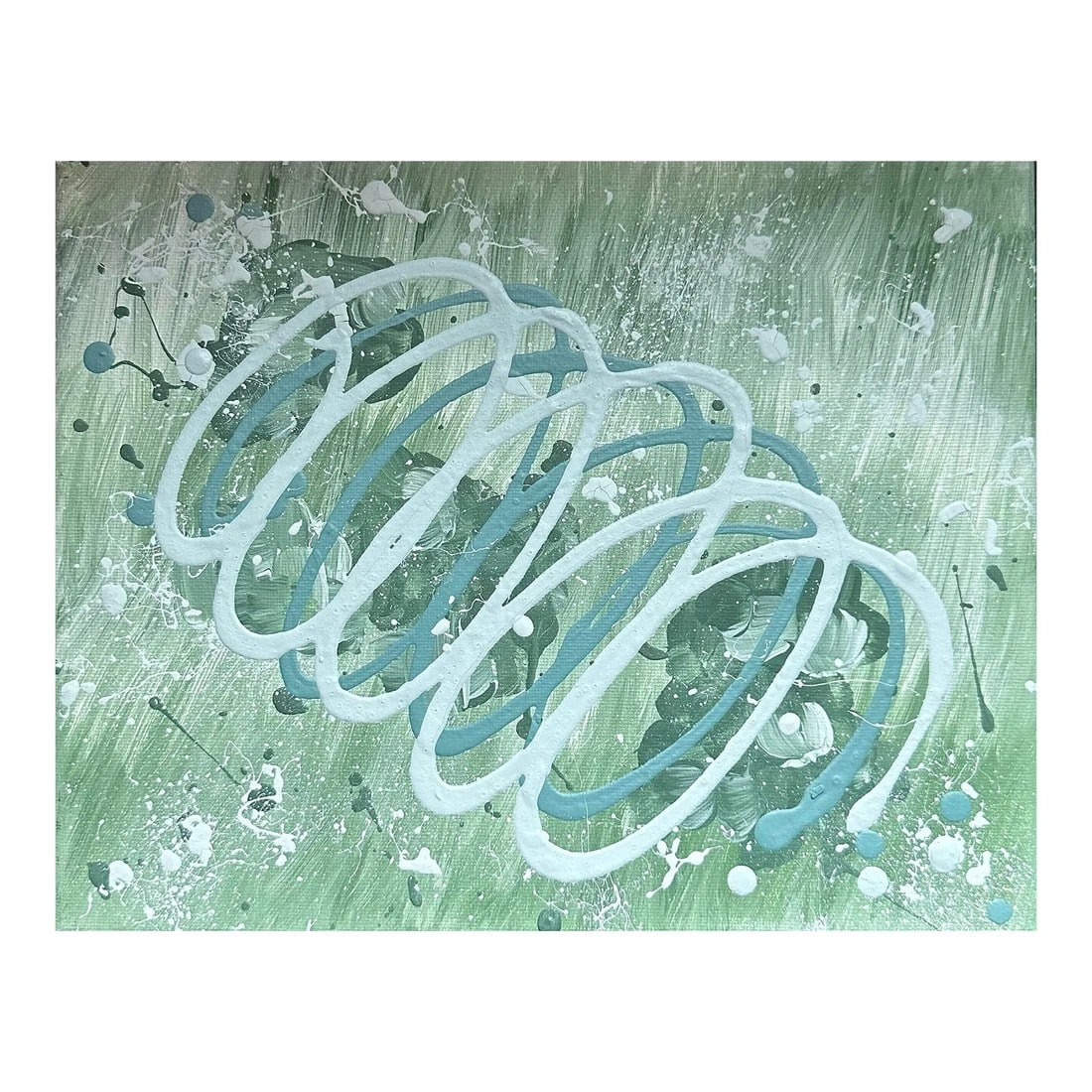 Erin Simon Original "Imperfections" "Greens on Green" Abstract Painting on Canvas (1 of 5)