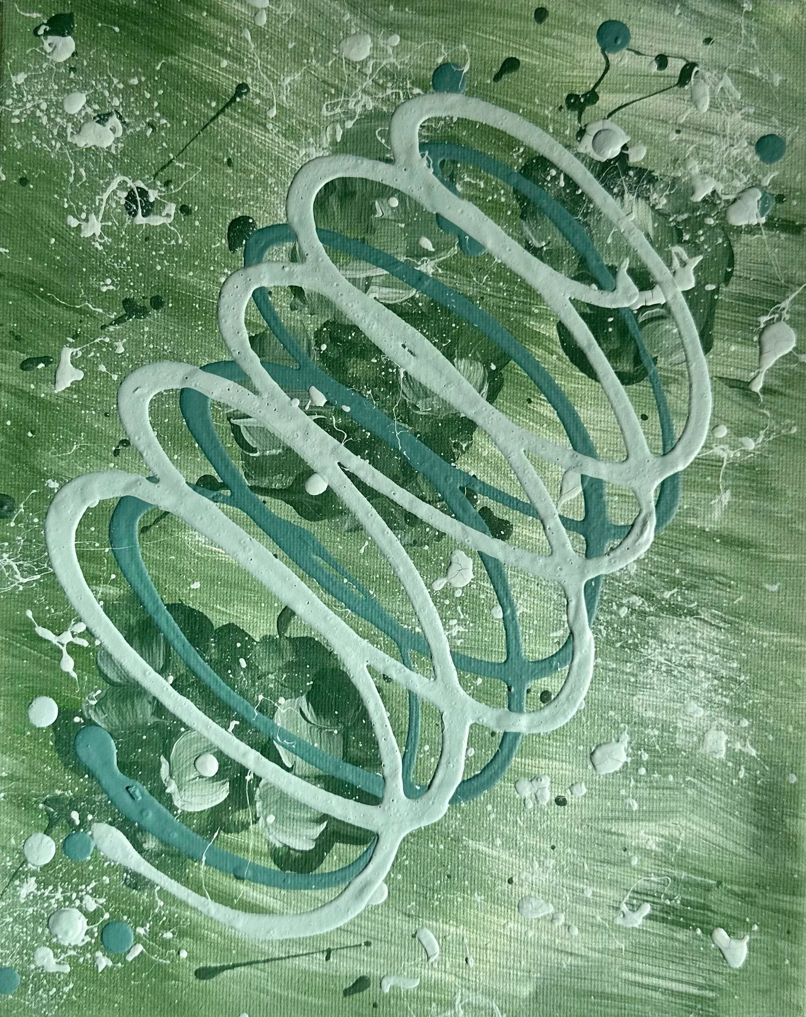 Erin Simon Original "Imperfections" "Greens on Green" Abstract Painting on Canvas - 5