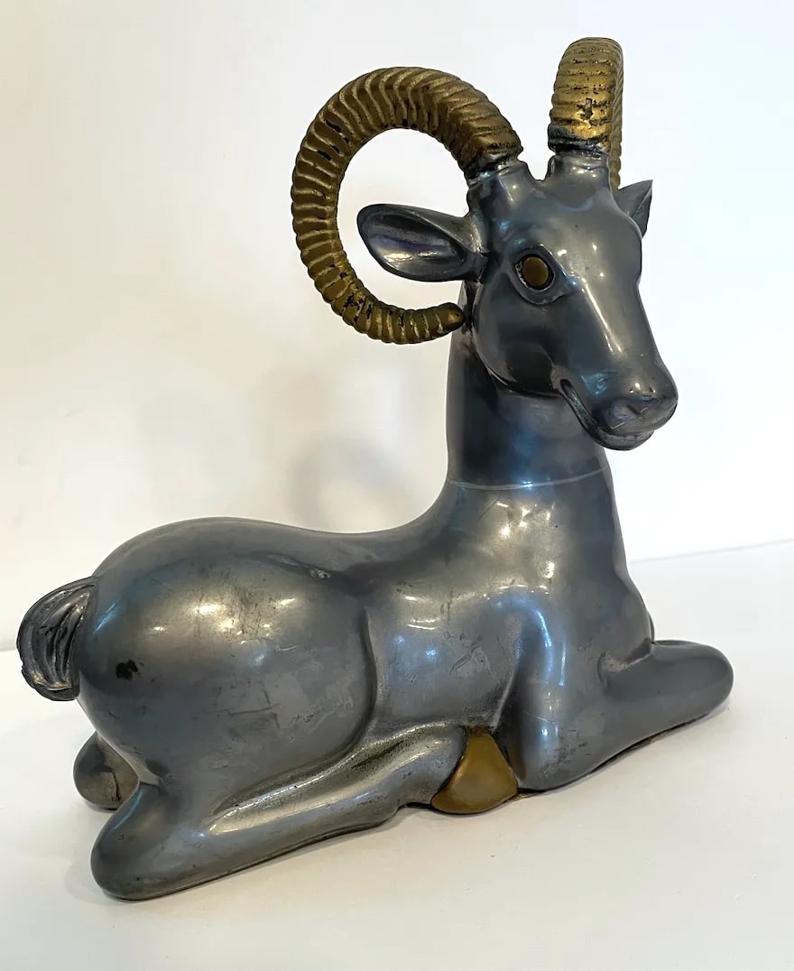 Mid 20th Century Pewter and Brass Ram Sculpture in the Style of Anthony Redmile - 2