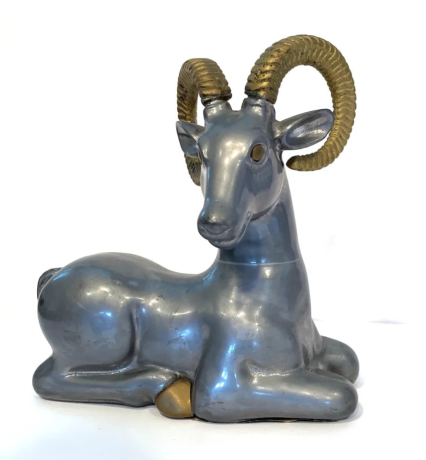 Mid 20th Century Pewter and Brass Ram Sculpture in the Style of Anthony Redmile - 3