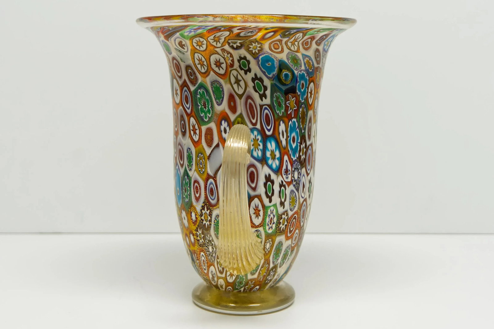 Gambaro & Poggi Murano Millefiori Vase Hand-Blow Glass Urn Vase - 2