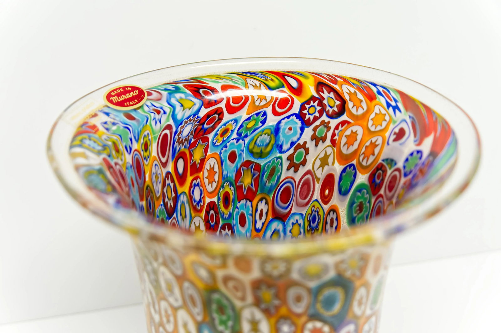 Gambaro & Poggi Murano Millefiori Vase Hand-Blow Glass Urn Vase - 5
