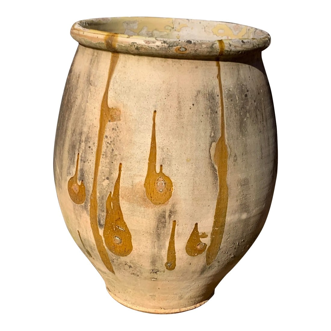 Antique Jarre De Biot Planter: Large ceramic Jarre de Biot. Early 20th Century. Brought back from Provence. Condition: Alterations: Original Condition Unaltered Imperfections: Some Imperfections Condition Notes: Losses of interior