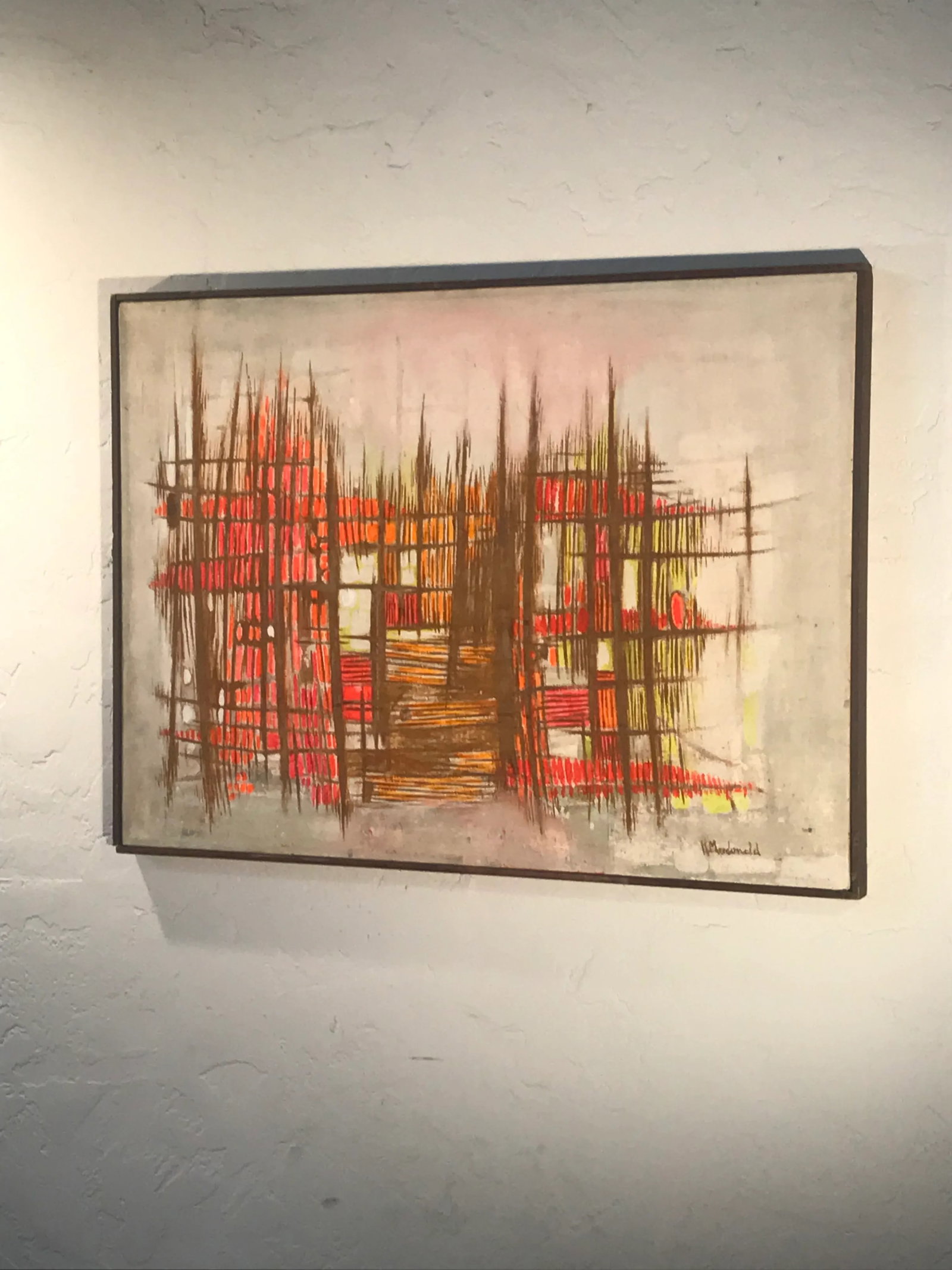1970s Vintage Modernist Abstract Acrylic on Canvas Painting - 3