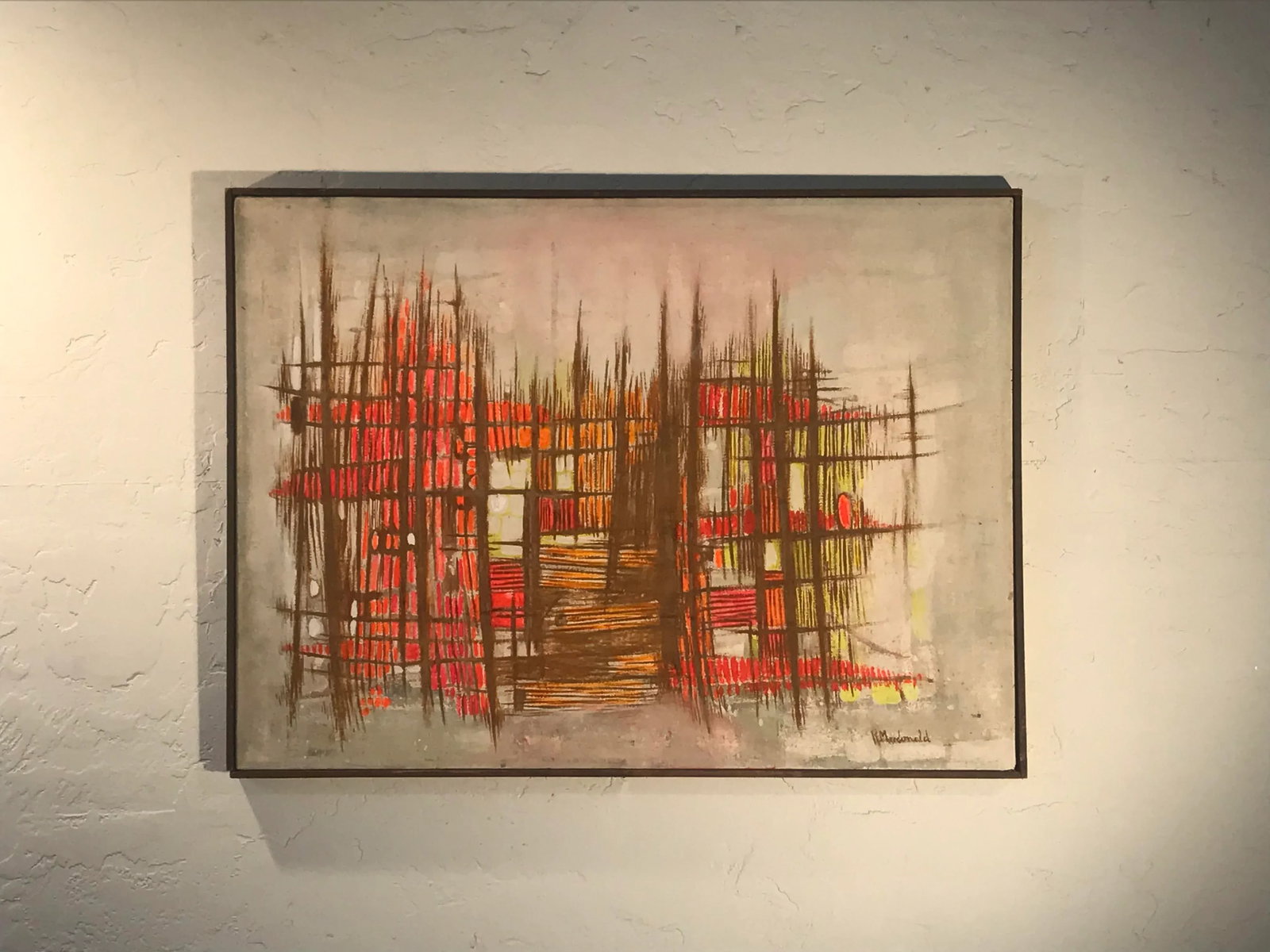 1970s Vintage Modernist Abstract Acrylic on Canvas Painting - 4