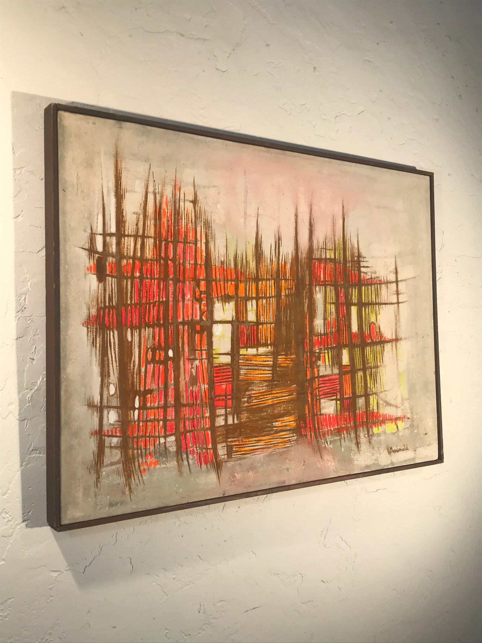 1970s Vintage Modernist Abstract Acrylic on Canvas Painting - 5