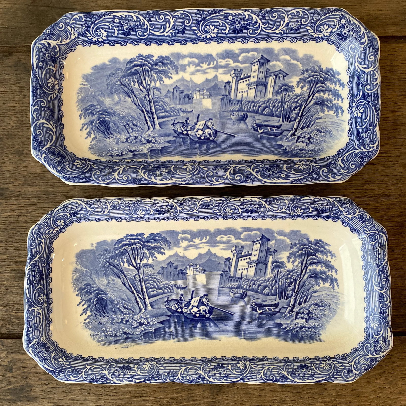 Antique Cauldon Ltd. England Blue Moore Platters- a Pair - 2