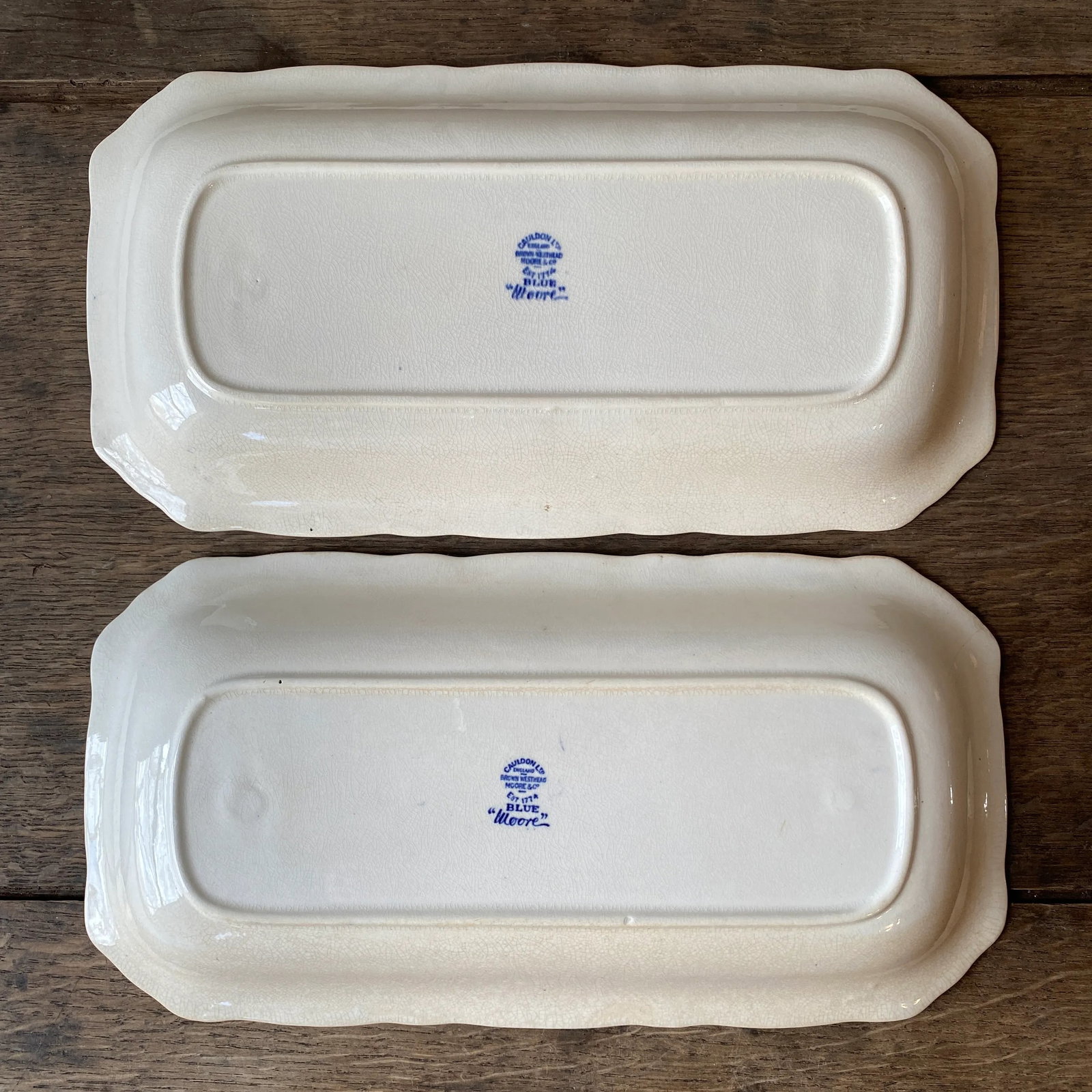Antique Cauldon Ltd. England Blue Moore Platters- a Pair - 3