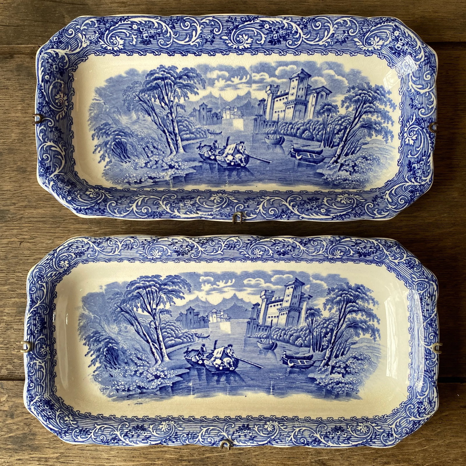 Antique Cauldon Ltd. England Blue Moore Platters- a Pair - 9