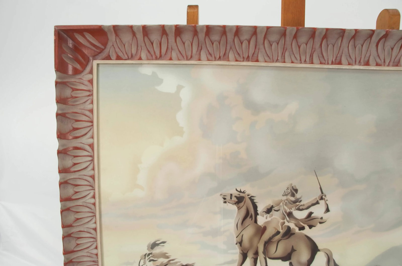 Mid-Century Modern Alex Witteman the Plainsman Airbrush Painting Ca. 1950s, Framed - 4
