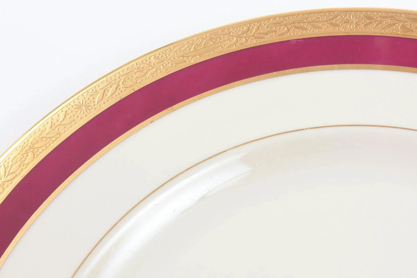 Ten Antique Ruby and Gilt Band Dessert or Salad Plates - 2