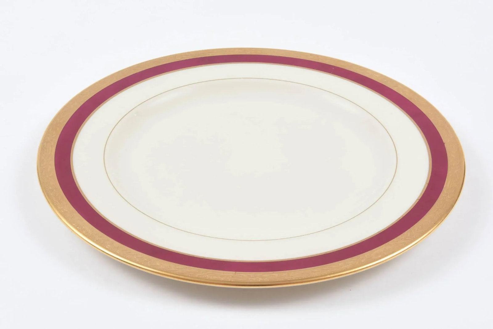 Ten Antique Ruby and Gilt Band Dessert or Salad Plates - 4