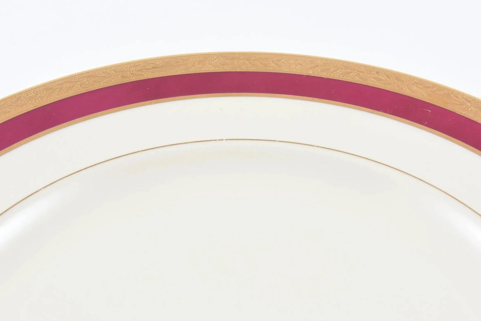 Ten Antique Ruby and Gilt Band Dessert or Salad Plates - 5