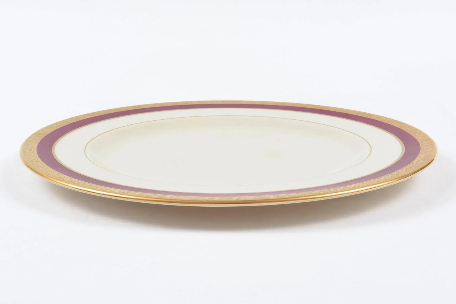 Ten Antique Ruby and Gilt Band Dessert or Salad Plates - 6