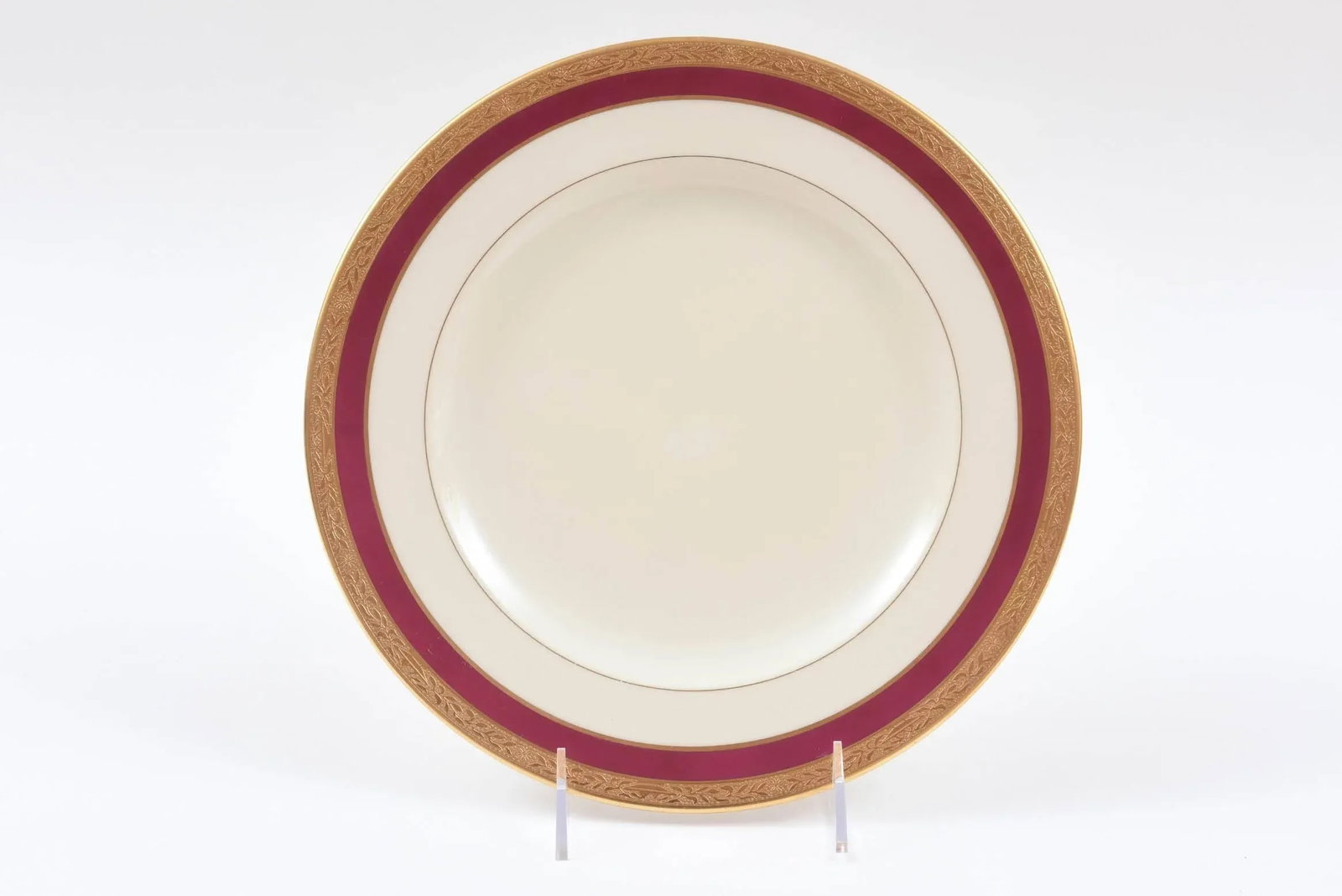 Ten Antique Ruby and Gilt Band Dessert or Salad Plates - 9