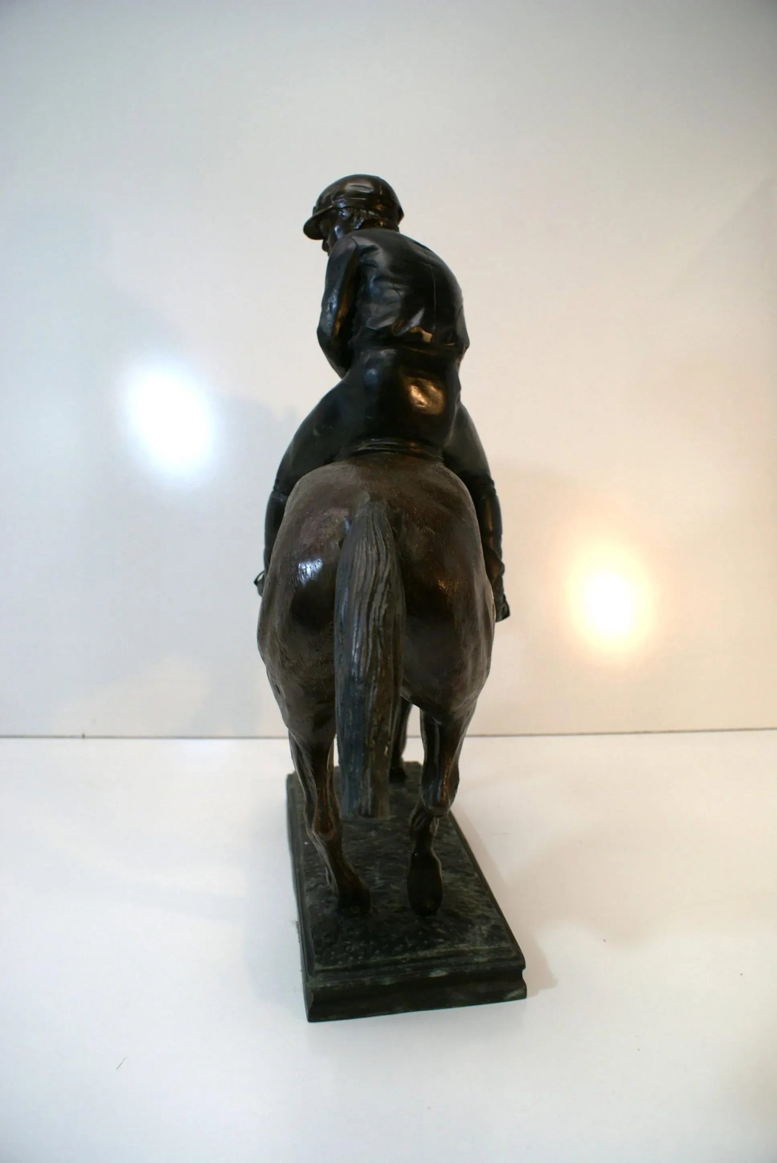 Large Bronze Jockey Rider on Race Horse Sculpture, 20th Century - 3